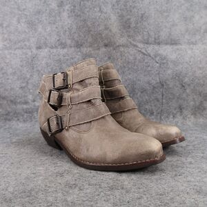 Matisse Shoes Womens 6.5 Booties Fashion Bobbie Leather Buckle Strap Biker Taupe